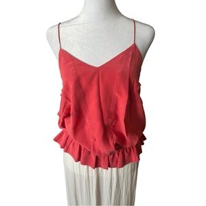 IRO orange pink  Ruffled Sleeveless Camisole